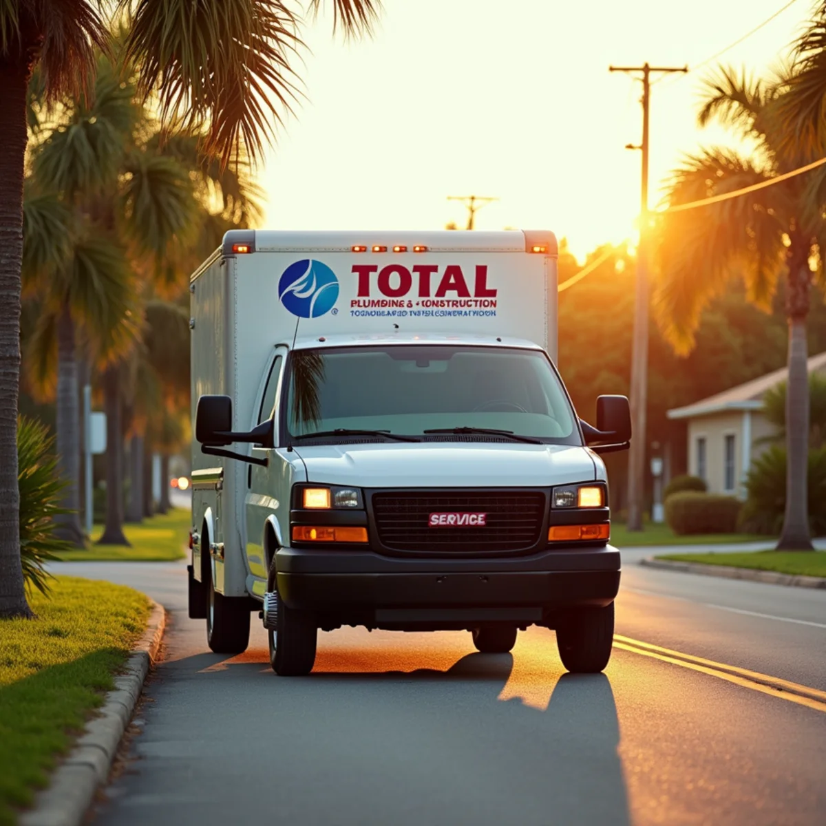 Total Plumbing & Construction service vehicle in Cocoa, FL